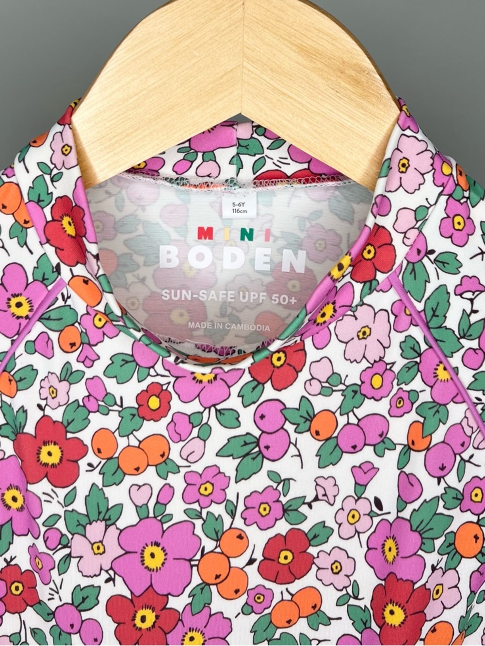 Mini Boden - Sunsafe Patterned Rash Vest and Swim Shorts - Apple Blossom Floral - Picture 2 of 7